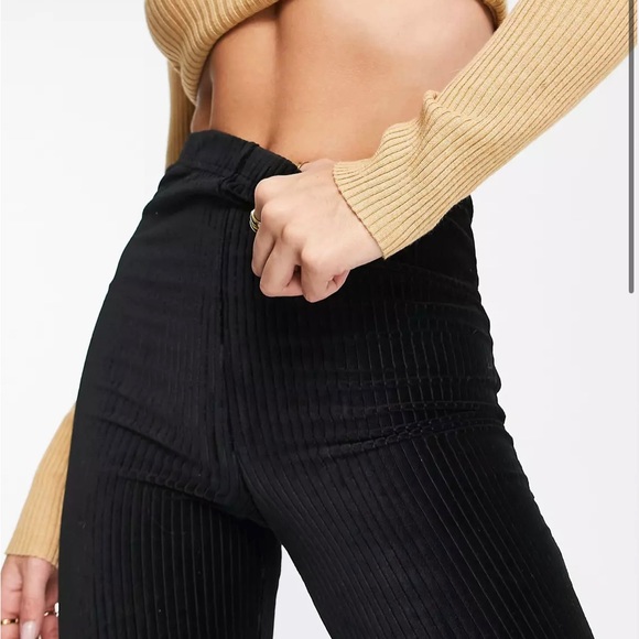 ASOS DESIGN Tall kick flare pants in black + cord - Picture 2 of 4